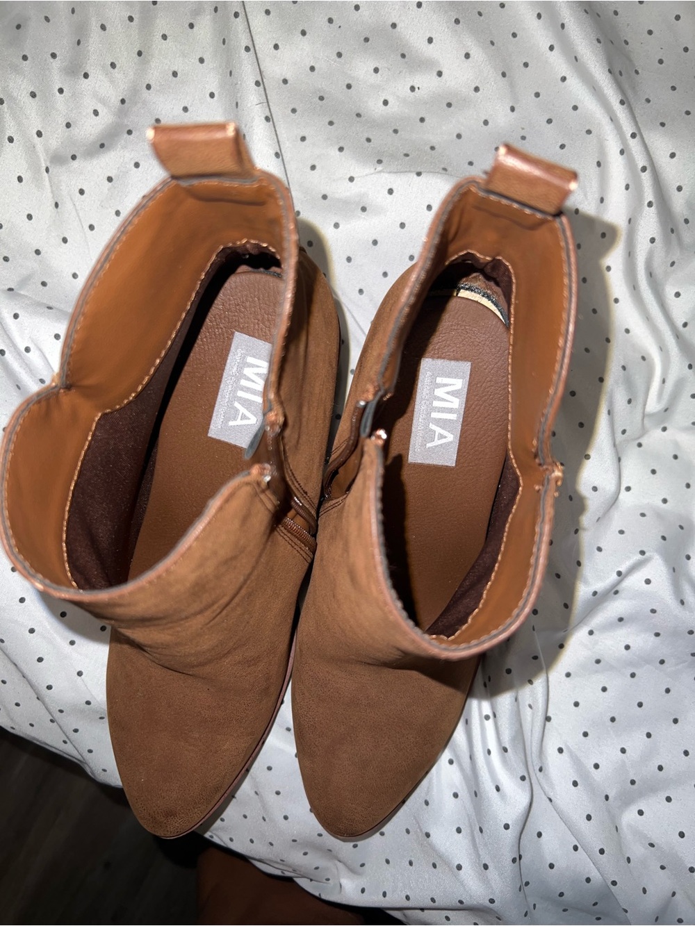 MIA Women's Brown Suede Pointed Ankle Booties